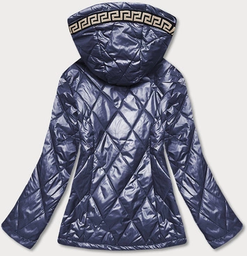 Pikowana kurtka plus size ciemna niebieska (b8013-72)