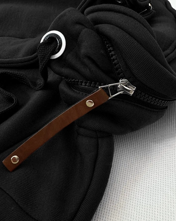 Bluza damska z kapturem i stójką LHD czarna (AMG-171)