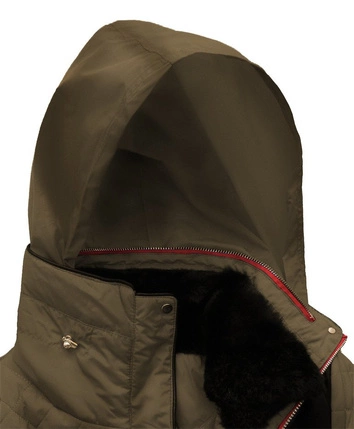 Krótka zimowa pikowana damska kurtka brązowa (wz105)