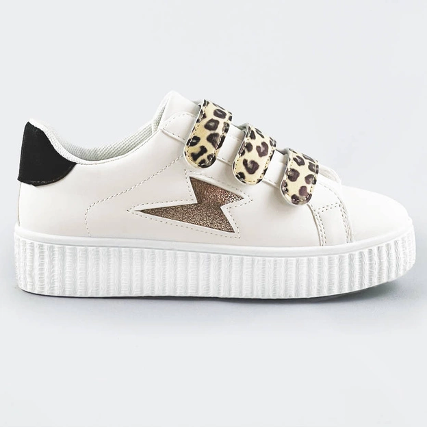 Sportowe buty damskie na rzepy białe (m-973)