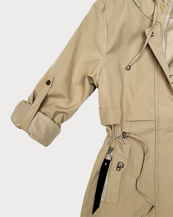 Lekka parka damska na podszewce Goodlookin piaskowa (KK60407-2#)