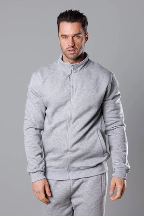 Męska bluza ze stójką jasnoszara (68B2002-2)