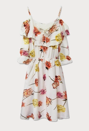 SUKIENKA HISZPANKA W KWIATY KREMOWA (356ART)