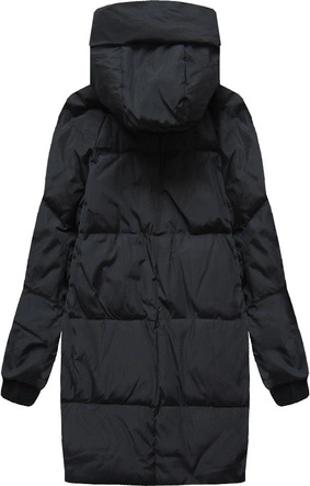 KURTKA Z PUCHEM NATURALNYM CZARNA (A01)