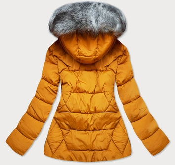 PIKOWANA KURTKA ZIMOWA Z KAPTUREM ŻÓŁTA (R-9903)