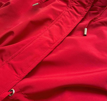 Dwustronna kurtka parka damska czerwono-szara (xw581x)