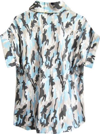 BAWEŁNIANA KOSZULA W MORO BŁĘKITNO-SZARA (0823)