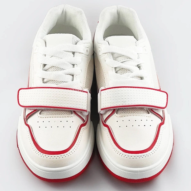 Damskie adidasy dwukolorowe biało-czerwone (ad-585)