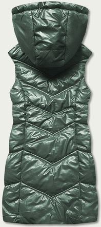 Błyszcząca kamizelka z kapturem zielona (b8025-10)