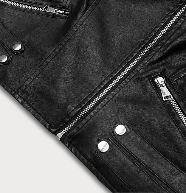 Krótka ramoneska z kołnierzem czarna (11Z8031)