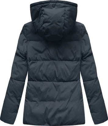 Zimowa krótka pikowana kurtka damska granatowa (7694)