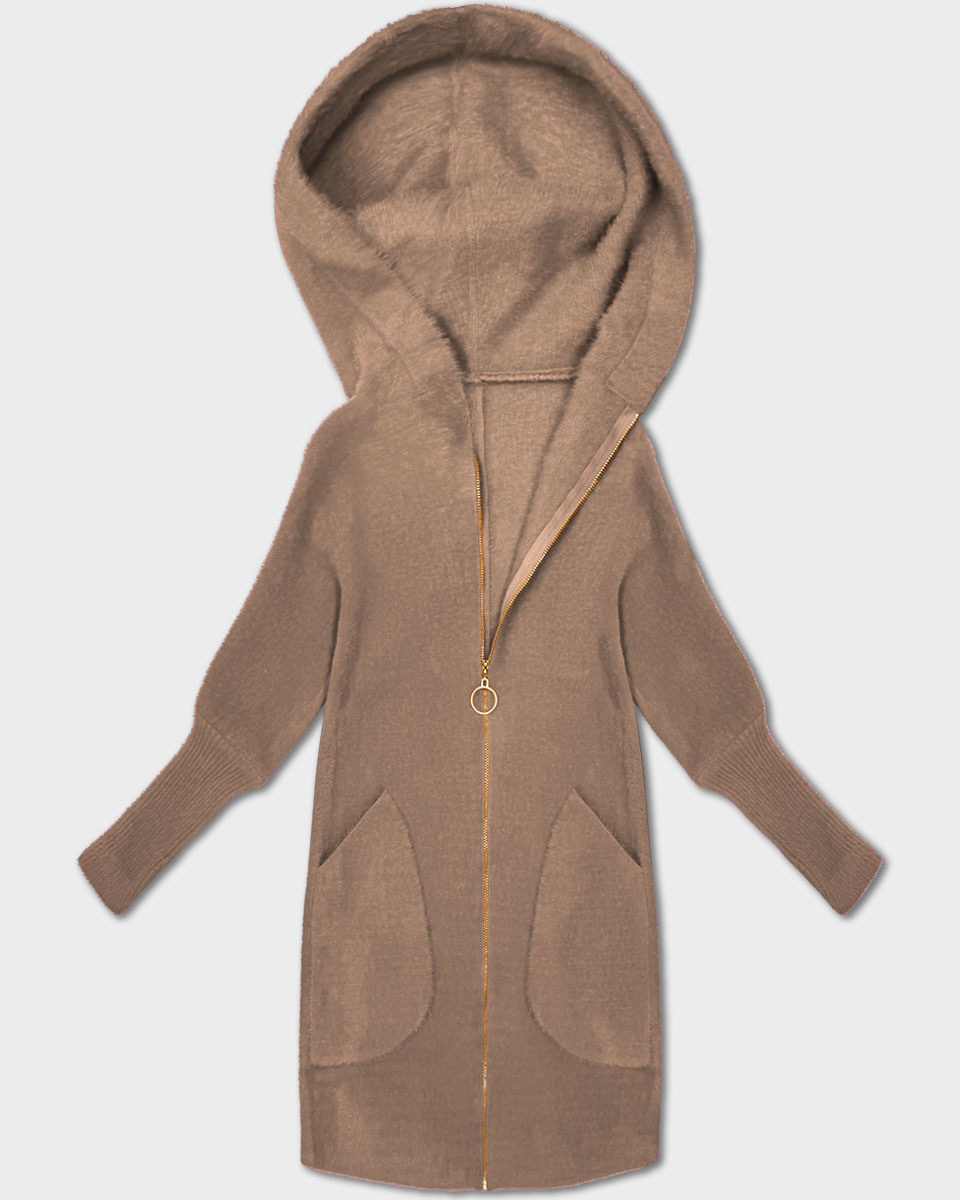 Narzutka kurtka alpaka z kapturem ciemny beżowy (19905.1)
