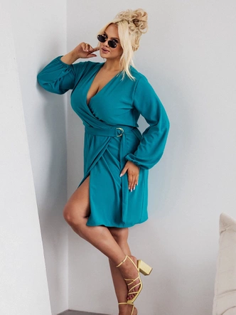 Elegancka sukienka kopertowa morska (8269)