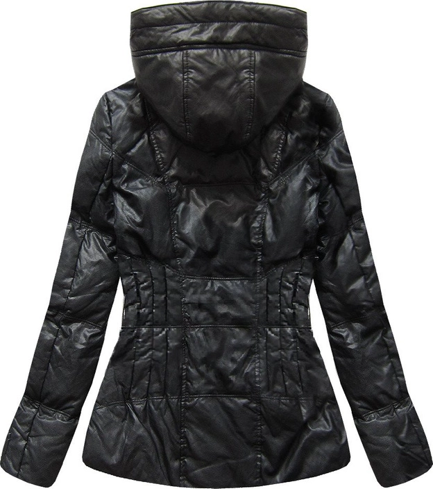 KURTKA Z EKOSKÓRY Z KAPTUREM CZARNA (1997/1)