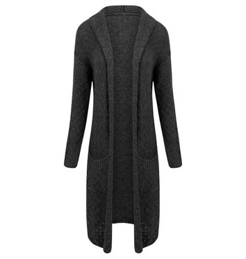 DŁUGI KARDIGAN Z KAPTUREM CZARNY (SW000)