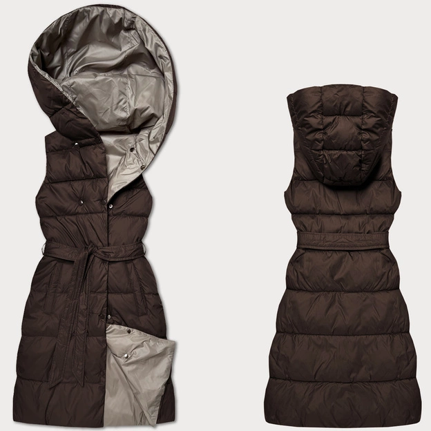 Dwustronna kamizelka puchowa Minority czekolada-beż (P3-6016-103+62)