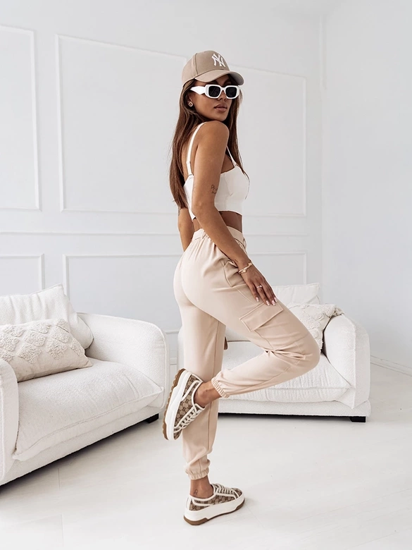 Spodnie damskie bojówki beżowe (8266)