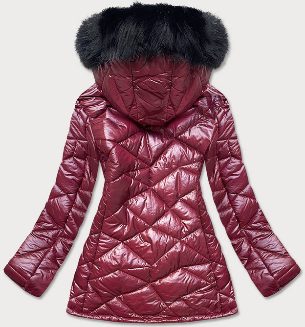 Damska kurtka przejściowa plus size bordowa (mm21-76)
