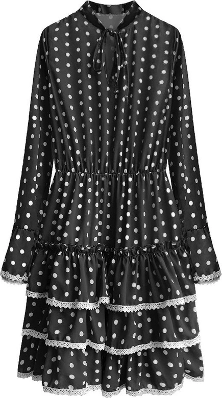 SUKIENKA W GROCHY CZARNA (472ART)