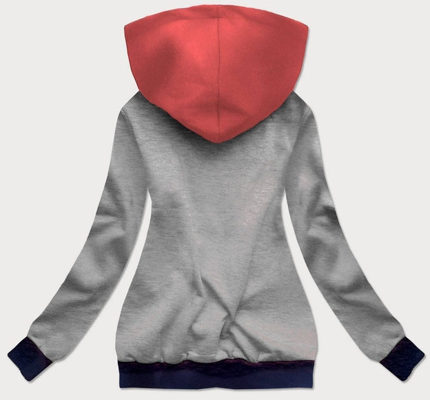 DWUKOLOROWA BLUZA DRESOWA DAMSKA SZARO-ŁOSOSIOWA (AMG810)