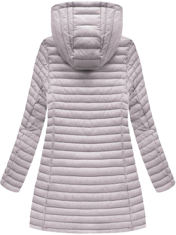 PIKOWANA KURTKA Z KAPTUREM JASNOSZARA (7470-PLUS)