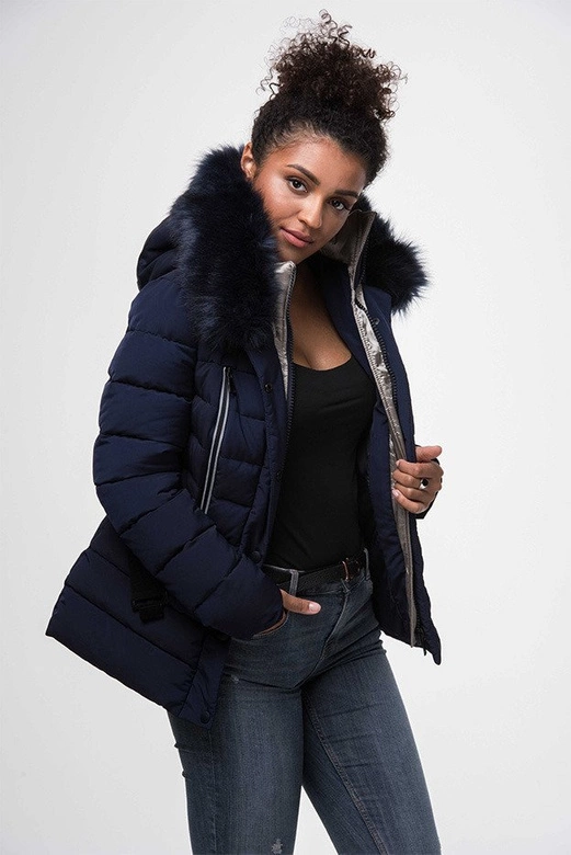 KURTKA Z ODBLASKOWYMI LAMPASAMI GRANATOWA (M8-610)