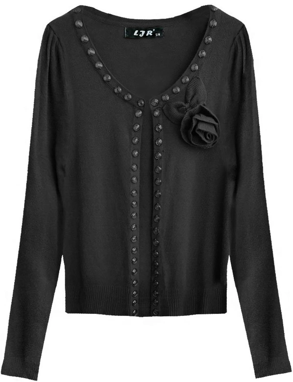 KRÓTKI SWETEREK Z CYRKONIAMI CZARNY (1524)