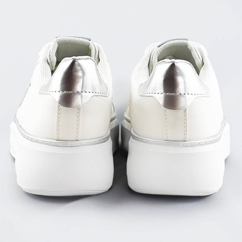 Sznurowane sneakersy z gwiazdką biały-srebrny (bb126l)