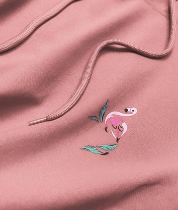 BLUZA DAMSKA Z KAPTUREM FLAMING BRUDNY RÓŻ (N4594)