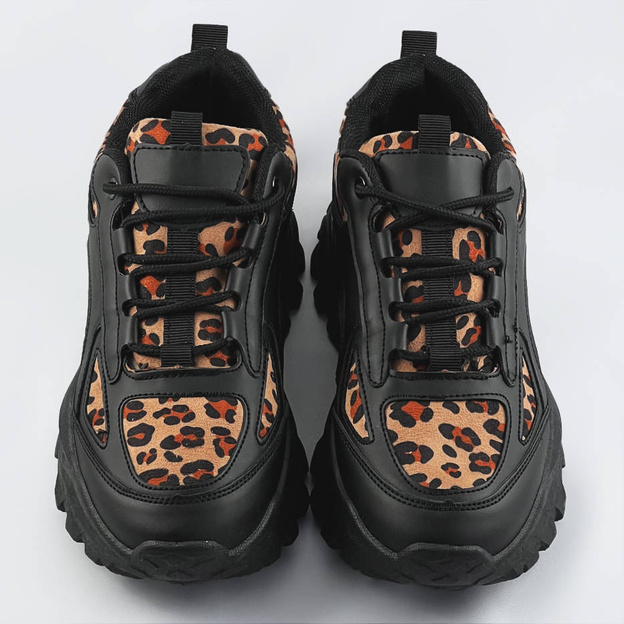 Buty sportowe damskie panterka czarne (6370)