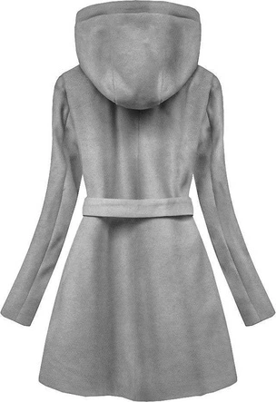 KRÓTKI PŁASZCZ Z KAPTUREM SZARY (2703)