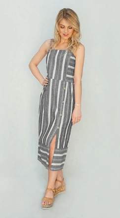 Bawełniana sukienka z guzikami grafitowa (345art)