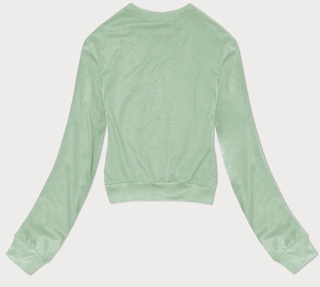 Cienka krótka bluza dresowa damska pistacja (8B938-39)