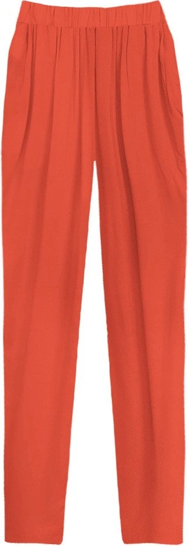 LUŹNE SPODNIE Z MARSZCZONĄ TALIĄ CEGLANE (9222)