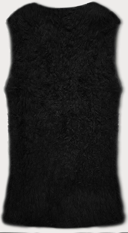 Futrzana kamizelka z długim włosem czarna (1402)