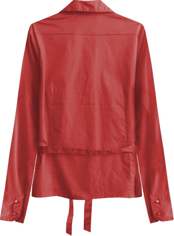 BAWEŁNIANA KOSZULA Z PASKIEM CZERWONA (1017)