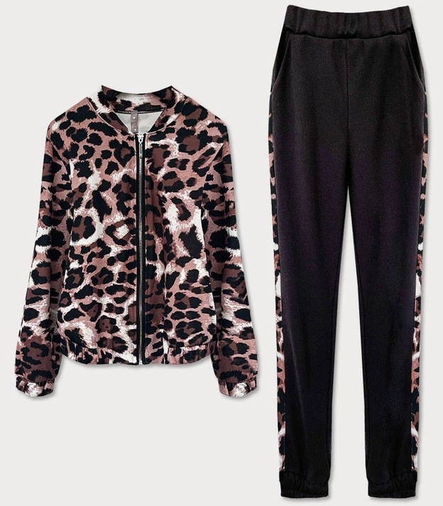 ELEGANCKI KOMPLET DRESOWY CZARNY/PANTERKA (21258)