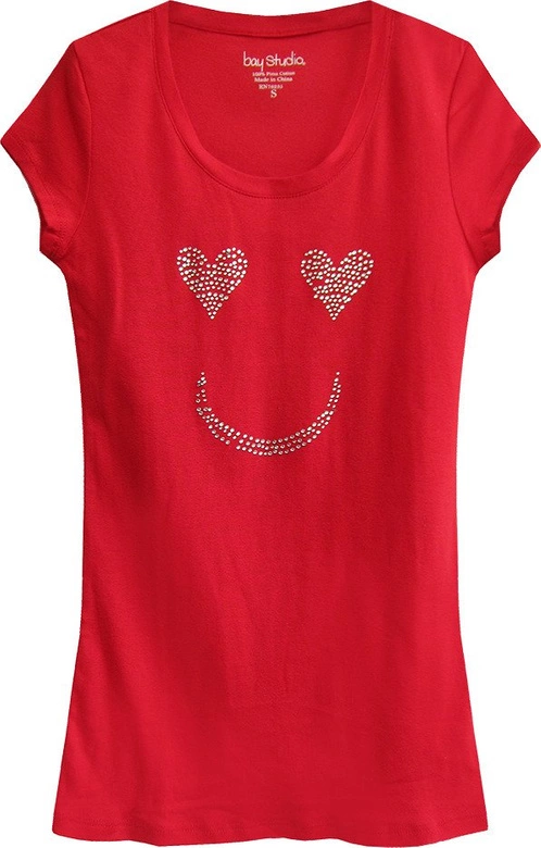 BAWEŁNIANA BLUZKA Z DŻETAMI CZERWONA (441/1ART)