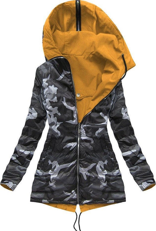 DWUSTRONNA KURTKA Z KAPTUREM ŻÓŁTA (W646)