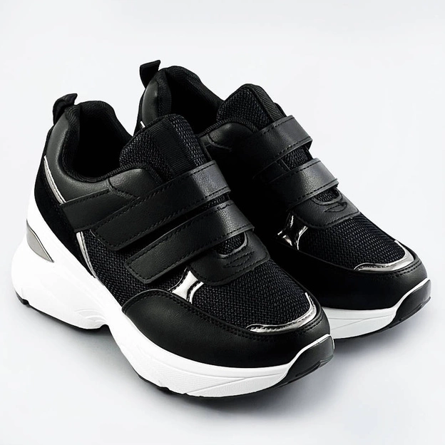 SPORTOWE BUTY DAMSKIE NA RZEPY CZARNE (CUD-63)