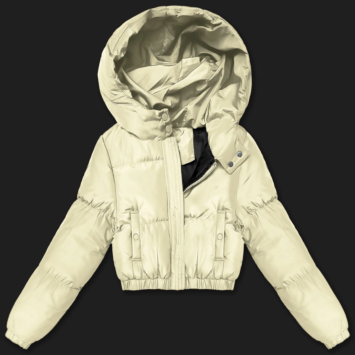 Krótka kurtka zimowa puffer J Style ecru (5M3360-254)
