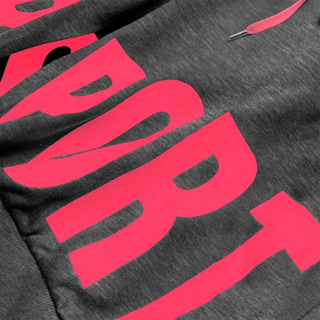 Bluza dresowa damska z nadrukiem szara ciemna (26034)