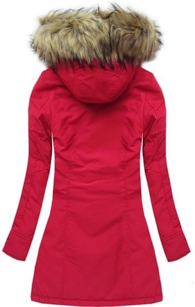 CZERWONA KURTKA ZIMOWA Z KAPTUREM (7632)