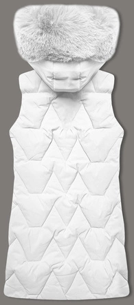 Bezrękawnik damski z futerkiem przy kapturze J Style biały (16M9172-281)