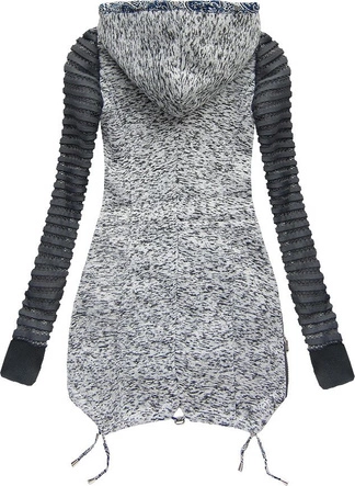 CIEPŁA BLUZA Z KAPTUREM JASNOSZARA (LX721)