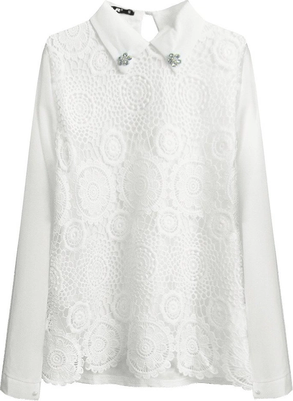 ELEGANCKA BLUZKA Z KOŁNIERZYKIEM BIAŁA (X6316X)