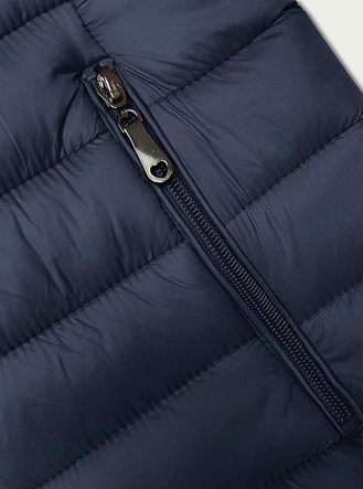 Pikowany bezrękawnik z kapturem damski granatowy (16M9139-215)