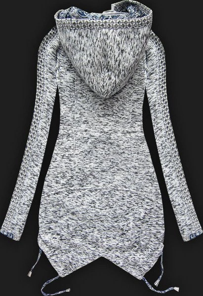 GRUBA BLUZA Z KAPTUREM JASNOSZARA (LX9913)