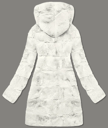 Kurtka damska futro z kapturem biała (br9741-26)