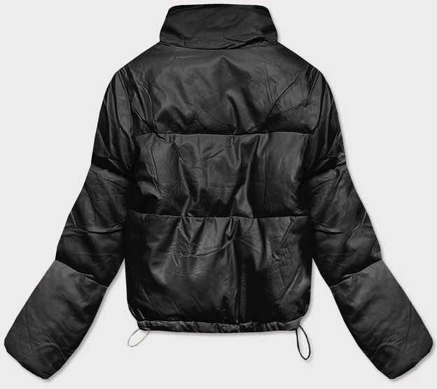 KRÓTKA KURTKA DAMSKA ZE SKÓRY EKOLOGICZNEJ CZARNA (202016)